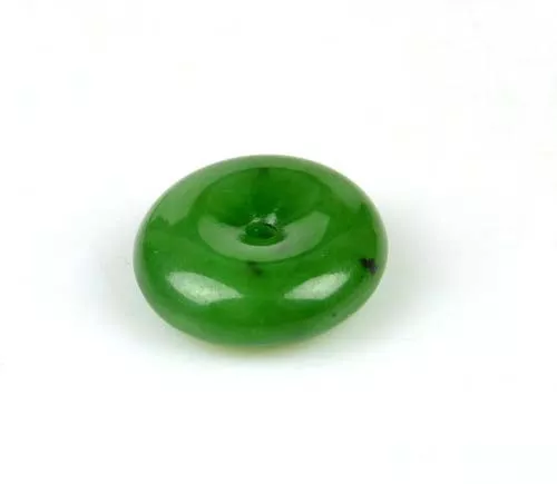 Natural Green Nephrite Jade Donut / Disc Bead / Circle Pendant / Necklace