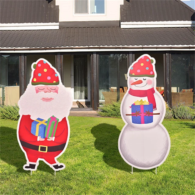 Outdoor Weihnachtsdekoration Hofschild Pfahl Garten Rasen Terrasse Weihnachtsmann Schneemann 2