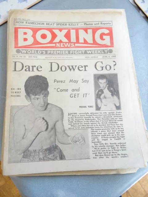 Boxing News Weekly Jun 3rd 1955 Dai Dower Pascual Perez on cover