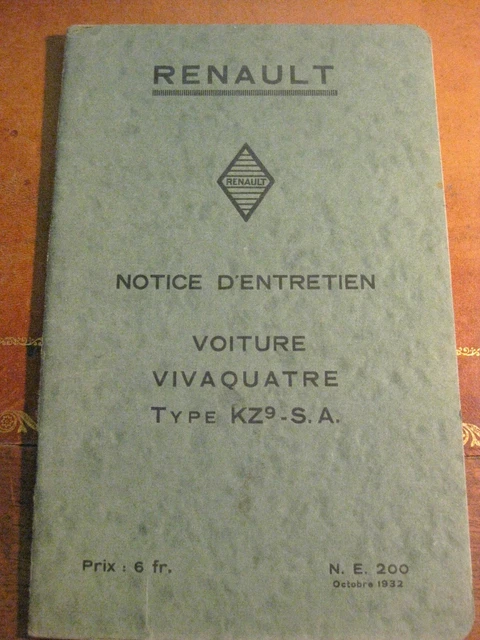 livret-d-entretien-renault-vivaquatre-type-kz-9-s-a-r-f-ne-200-de