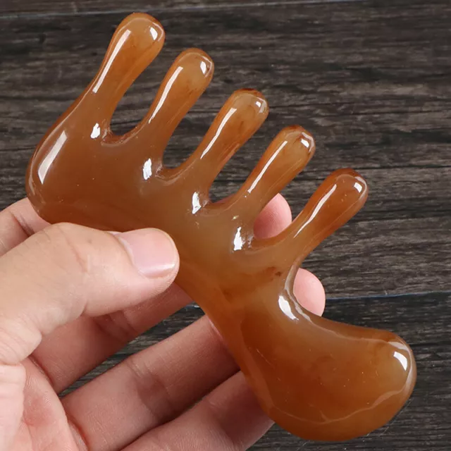 Natural Ox Horn Gua Sha Tools Scraping Point Full Body Massage Wide Toothed C-PH