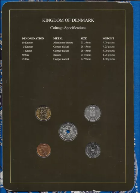 Coin Sets of All Nations Denmark 1988 - 1990 UNC 10 Kroner 1989 5 Kroner 1990 2