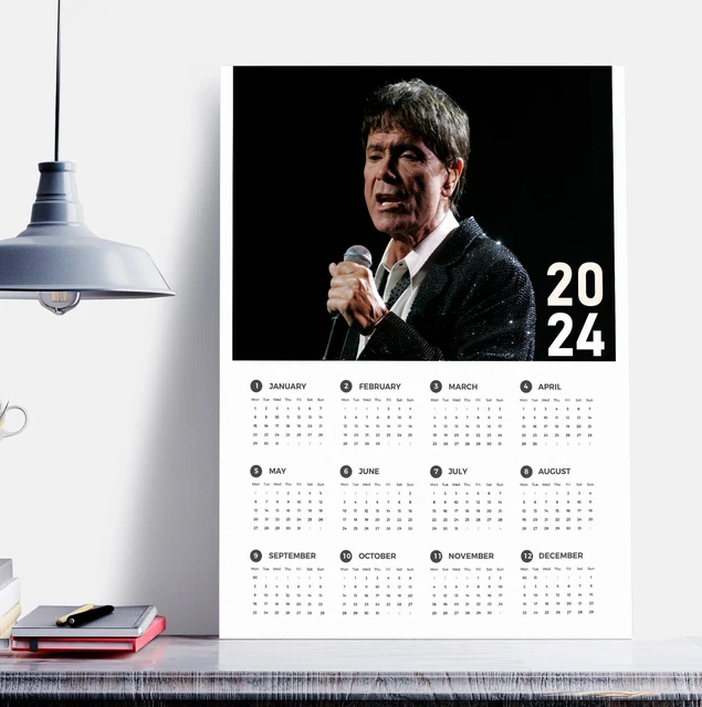 FOR CLIFF RICHARD 2024 Full Year Calendar Planner Home Office Work JAN
