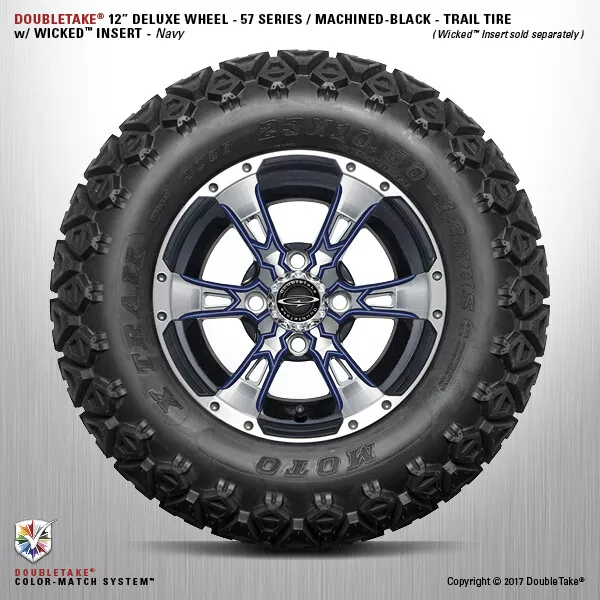 4 Double Take Usiné Noir Marine Soulevé 57 Séries Roue &tire 12 " Golf Voiture