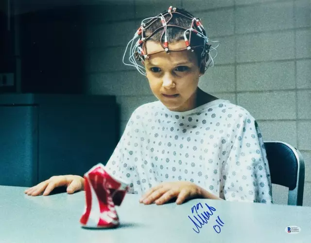 Millie Bobby Brown Signed Metallic 16X20 Photo Eleven Stranger Things Bas 884