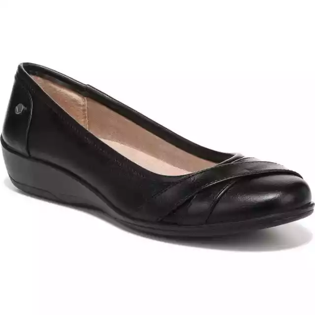 LifeStride Women Slip On Ballet Flats I-Loyal Size US 9W Black Faux Leather