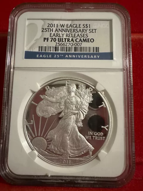 2011 W Proof Silver Eagle Ngc Pf70 Ultra Cameo From 25Th Ann Set Early Releases