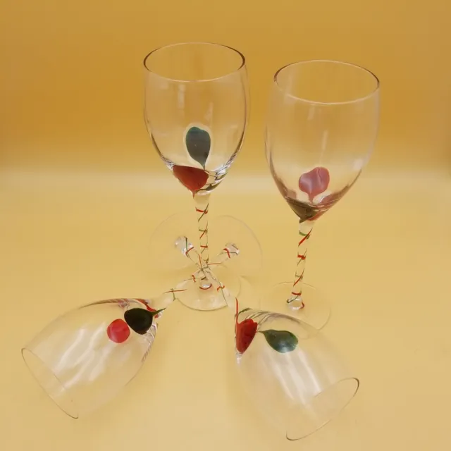 Set/4 PIER 1 Murano Style 9.25" Stemmed Wine Glasses P1C41 Holiday Edition