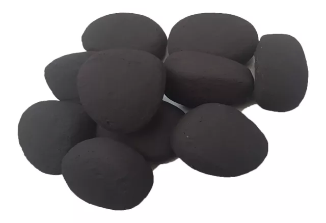 10 Black Replacement Gas Fire/Bio Fuel Ceramic Pebbles Free postage