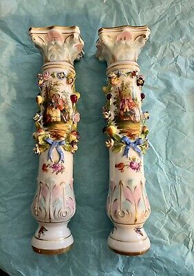 8 Dresden meissen antique porcelain columns Wedding Cake Topper Centerpiece Rare 2