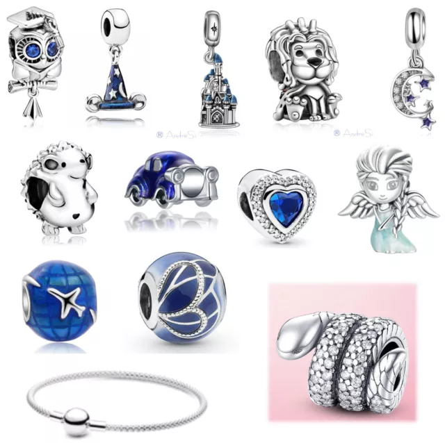 AndreSi Charms individ.styl.Silber Armband m.akad.Eule,Igel,Eisfee,Auto,Löwe u.a