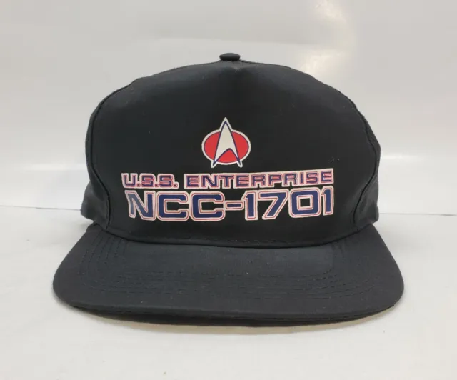 Vintage 1991 USS ENTERPRISE NCC-1701 Star Trek Black Universal Snapback Hat Cap
