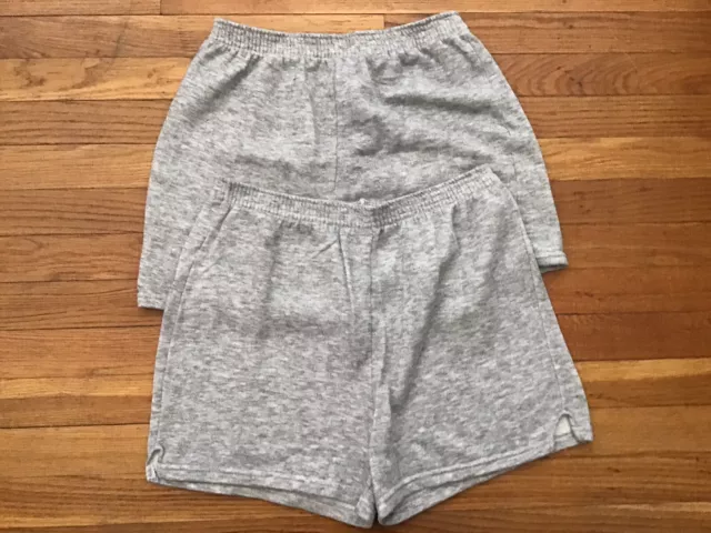 2 Pair VTG 70’s Sportswear Brand Gray Athletic Team Gym Shorts Mens Sz. M USA