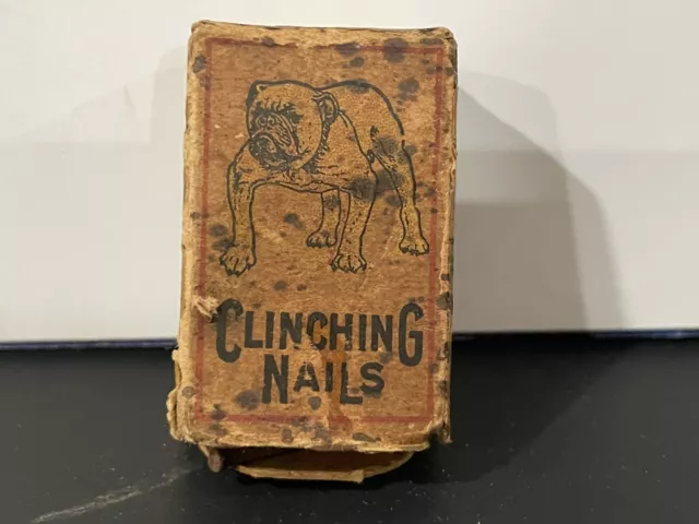 Vintage Bulldog Clinching Nails Advertising Open Box Whitman, Mass., USA