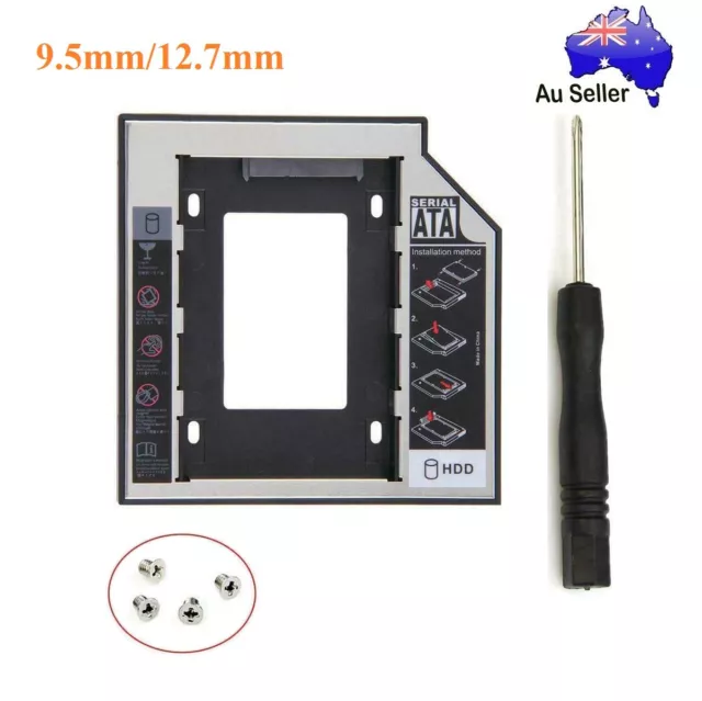 9.5/12.7mm SATA 2nd HDD SSD Hard Drive Caddy Universal in CD/DVD-ROM Optical Bay