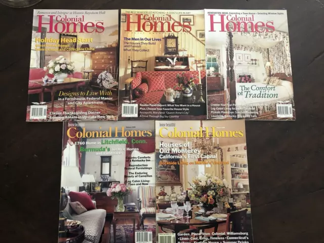 Colonial Homes Magazines Five  Issues 1996 1998