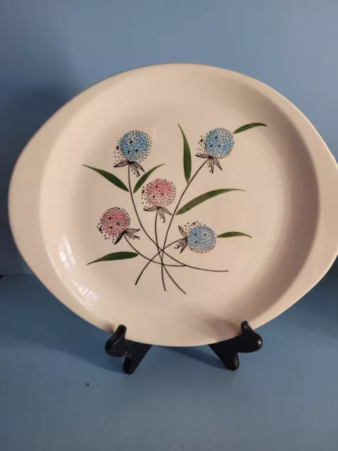 Dandelion Platter Pink Blue Lady Price MCM VINTAGE Dinnerware Handpainted. C24