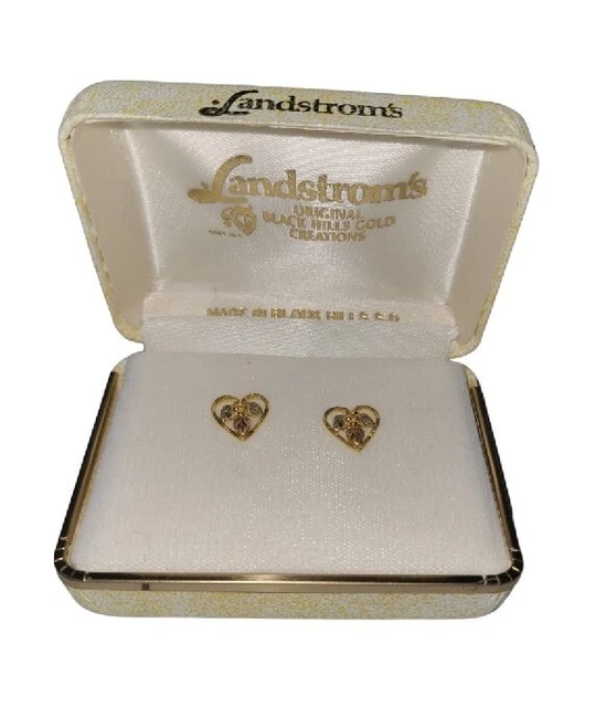Black Hills Gold 10K Heart, Leaves Earrings