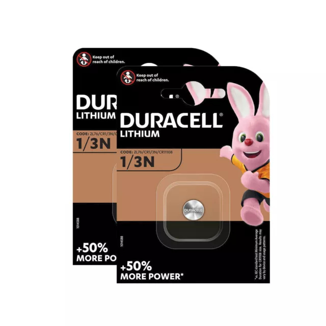 2x Duracell Knopfzelle Batterie Lithium CR1/3N 2L76 CR11108 3V 1er Blister