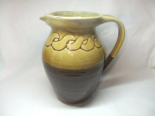 Elisabeth Andrea Bailey Jug Yorkshire Studio Pottery Duo-Glazed Brown Signed