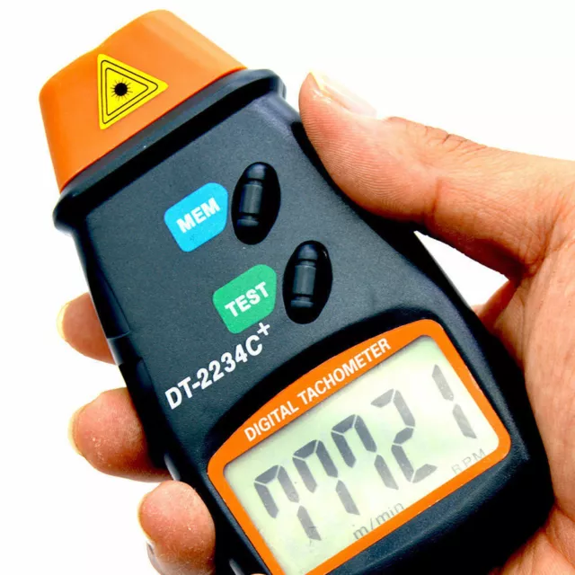 Digital Laser Tachometer LCD Tacho Foto Drehzahlmesser Berührungsloser DT2234C -