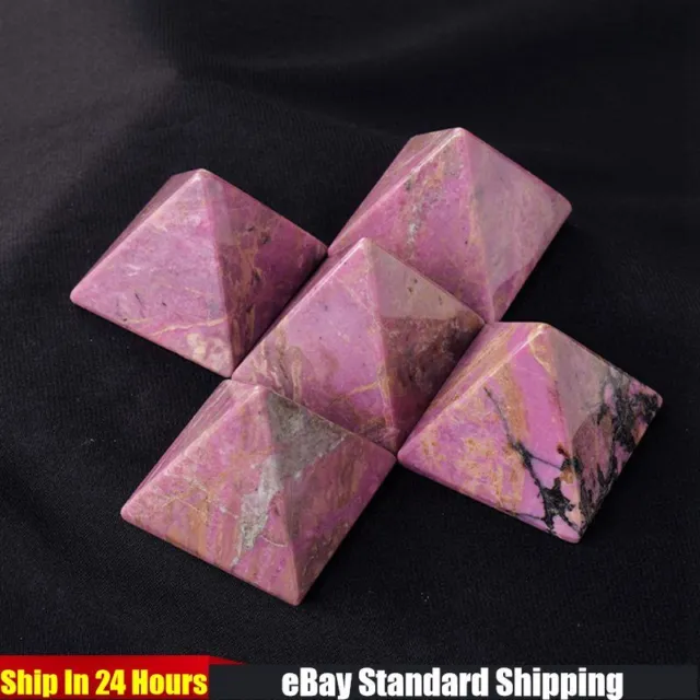 Natural Rose Rhodonite Quartz Crystal Orgone Energy Pyramid Mineral Rock Stone