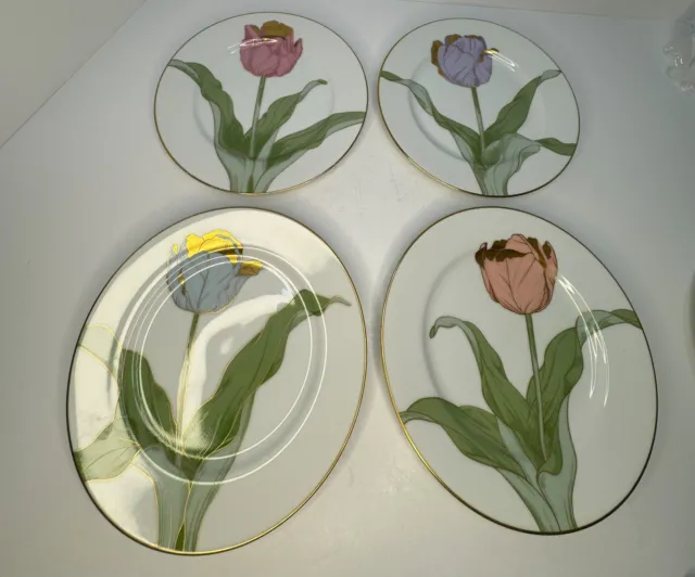 Vintage Fitz and Floyd Tulipe D' Or Plates 4 Types Set Dinnerware Gift Mom Grann