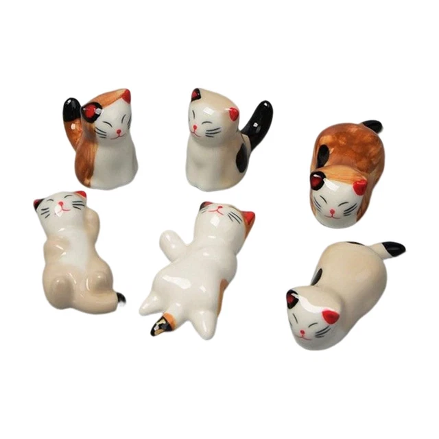 6 palillos de comedor Luckcy Cat soporte Rest Rack Creative Mini para