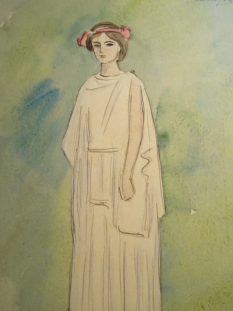 Dessin Aquarelle Caricature Bourgeoisie Marseille Époque 1900 - Original École Française