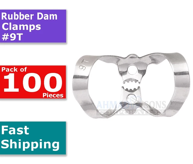 100 PCS DENTAL Rubber Dam Clamps 9T Tooth Endodontics Anterior Teeth