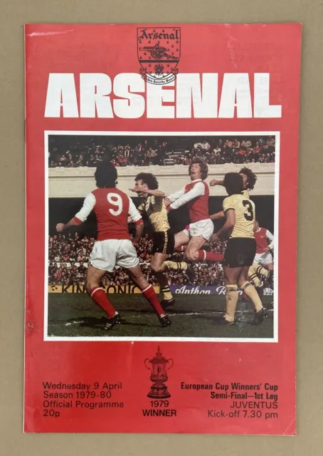 Football Programme, Arsenal v Juventus European Cup Winners’ Cup SF 9 April 1980