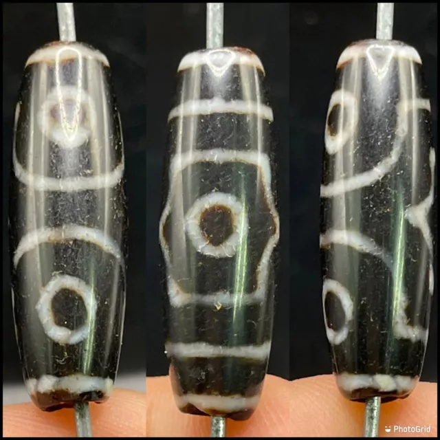 Wonderful Authentic Ancient Rare  3 Eyes 👁 Himalayan Tibetan Old Dzi Bead