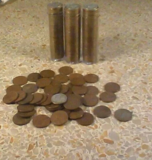 mercury dime ender, wheat penny roll 49 pennies