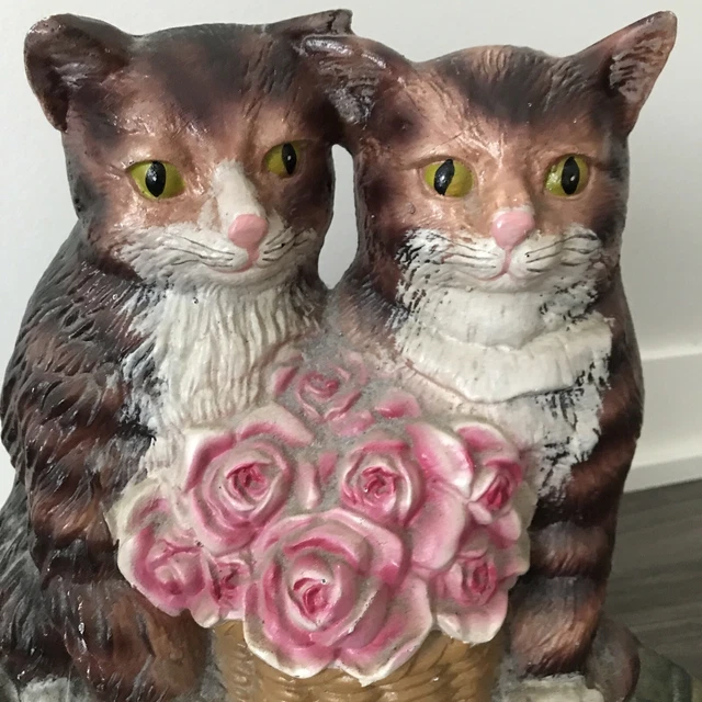 Cast Iron Cat Doorstop Roses Victorian Style by Upper Deck 10” X 12”
