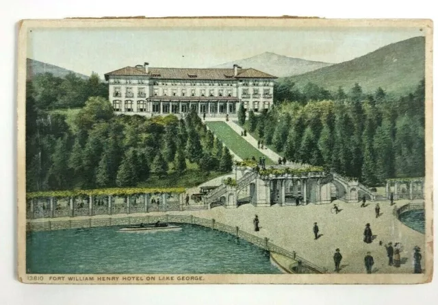 Vtg 1907-1915 d.b. Phostint Postcard FORT WILLIAM HENRY HOTEL ON LAKE GEORGE, NY