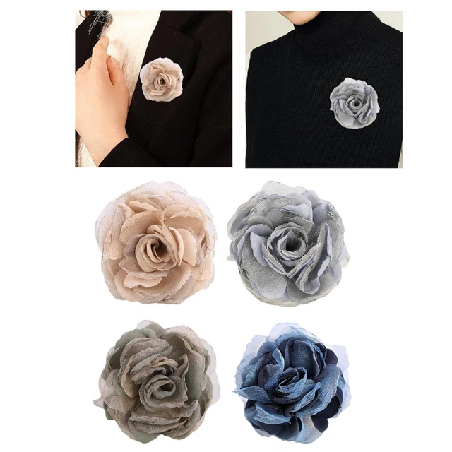 Broche Vintage En Argent Rose Et Strass - Forme Fleur Aurore Boréale - Occasion - Réf 5J 73