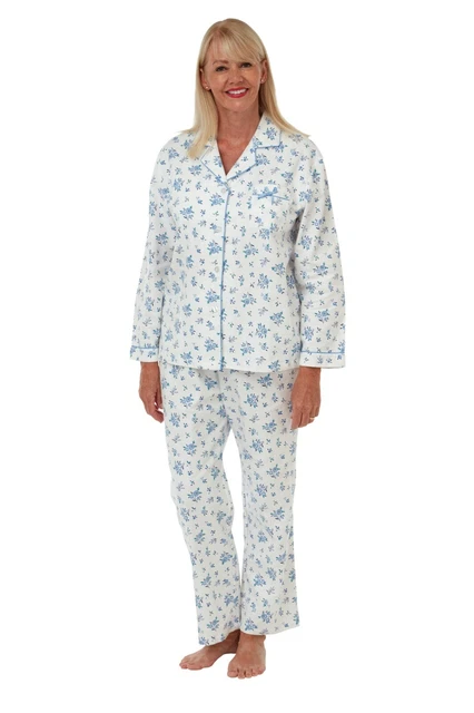 LADIES FLANNELETTE Pyjamas Brushed Cotton Nightwear Lounge Wear