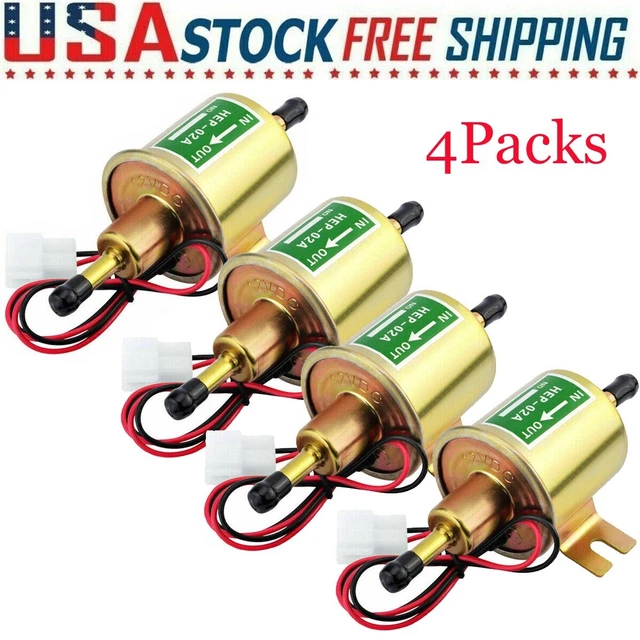 4 Packs 12V Electric Fuel Pump HEP-02A Universal Inline Low Pressure Gas Diesel
