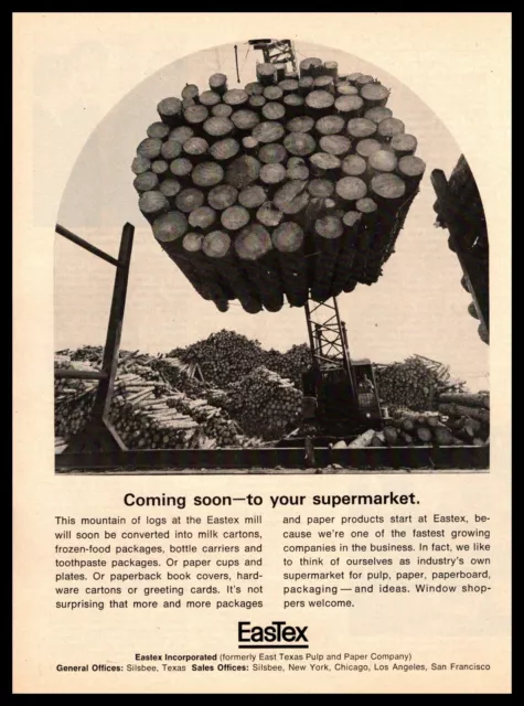 1967 EasTex  Formerly Texas Pulp And Paper Company Logging Mill Crane Print Ad