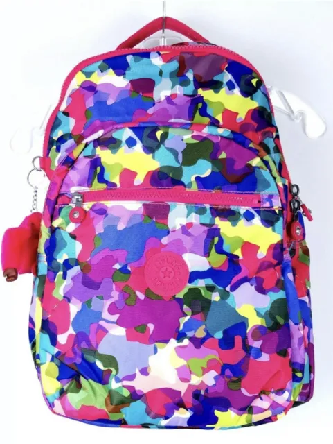 KIPLING Seoul KI1206 15″ Laptop Backpack Bag Colorful Camo Artful 27 L 7 GAL NWT