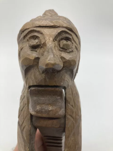 Vintage Hand Carved Old Woman Old Man Large Walnut Wood Nutcracker Sturdy