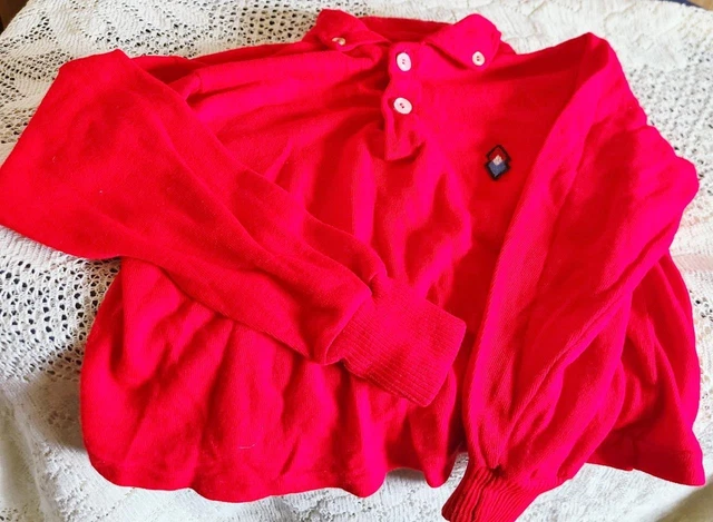 Vtg 1970's Little Tiny World Red Sweater Shirt Montgomery Wards Small
