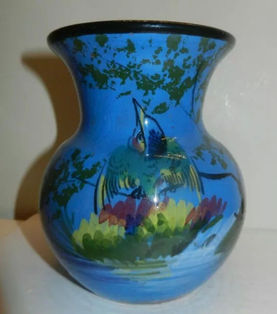 LEMON & Son (Weston Super Mare) POTTERY Kingfisher  VASE 11 cm