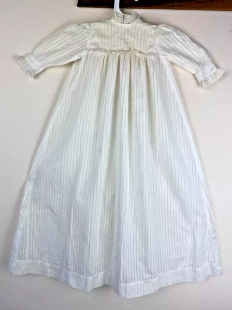 1910 Edwardian Baby Christening Long Silk Dress Cream Lace Collar Lg Sleeve *NEW