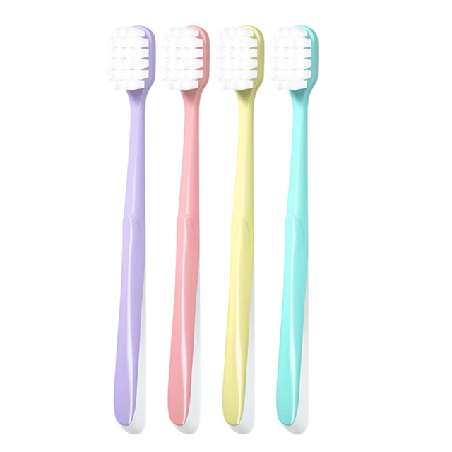 Set 4 pz spazzolini da denti in cotone morbido 19 x 1,8 cm da uomo in pelliccia morbida