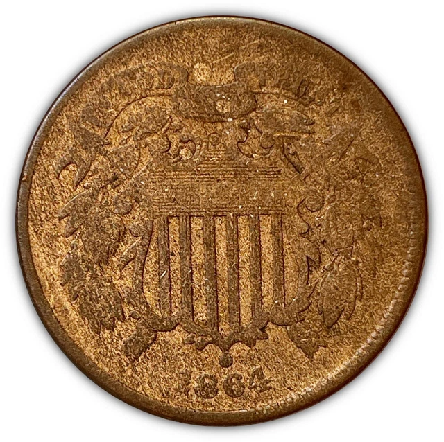 1864 Two Cent Piece Very Fine VF Coin, Details #2260