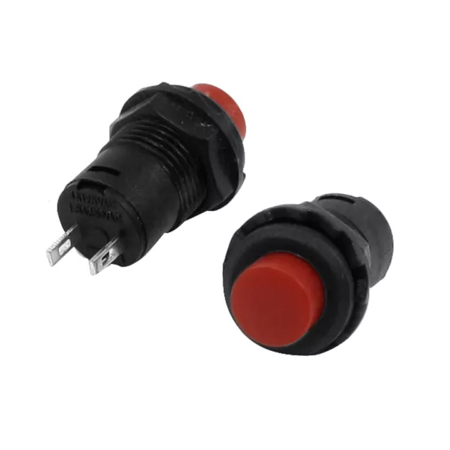 2 Pcs AC 125V 3A 250V 1.5A SPST On/Off  Momentary NO Red Push Button Switch