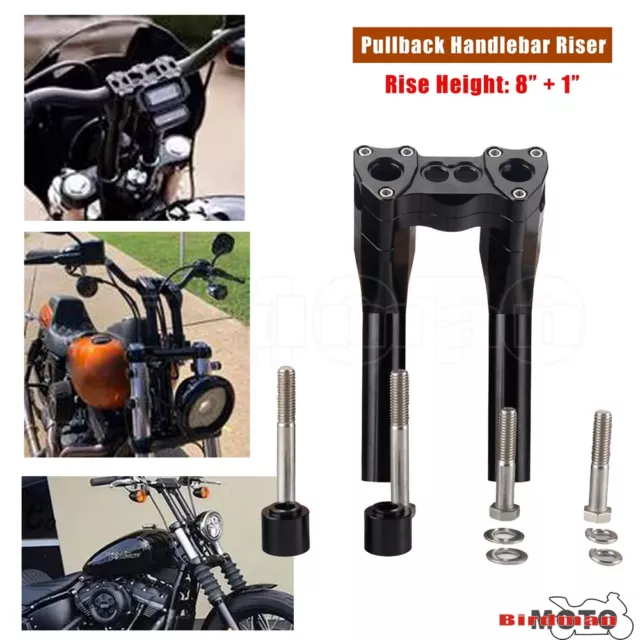 8"+ 1" Pullback Modular Handlebar Riser 1-1/8" For Harley Dyna Sportster Softail