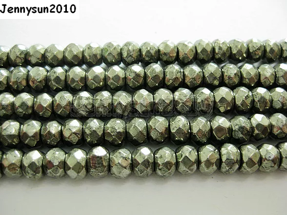 Natural Iron Pyrite Gemstone Faceted Rondelle Beads 16'' 3mm 4mm 6mm 8mm 10mm