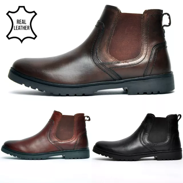 REAL LEATHER - Oaktrak Beck by Red Tape Men’s Chelsea Dealer Smart Ankle Boots